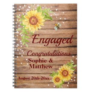 Rustic Engagement Congratulations Sunflower Guest Notebook