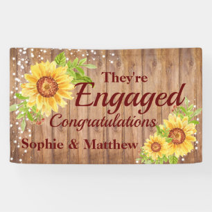 Rustic Engagement Congratulations Sunflower Party Banner