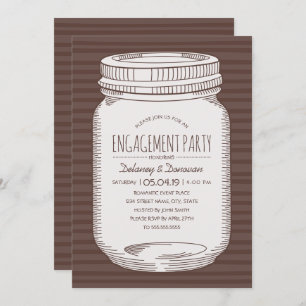 Rustic Engagement Party Vintage Country Mason Jar Invitation