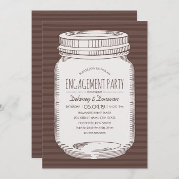 Rustic Engagement Party Vintage Country Mason Jar Invitation by superdazzle at Zazzle