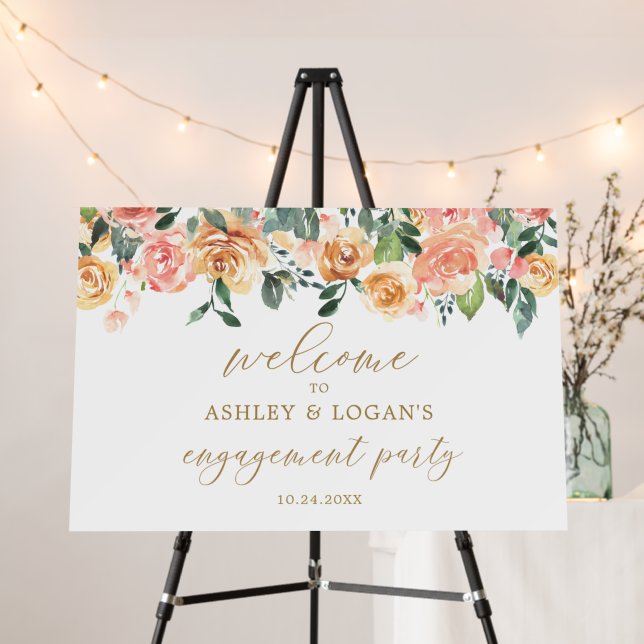 Rustic Engagement Party & Wedding Welcome Foam Board (In Situ (Stand))