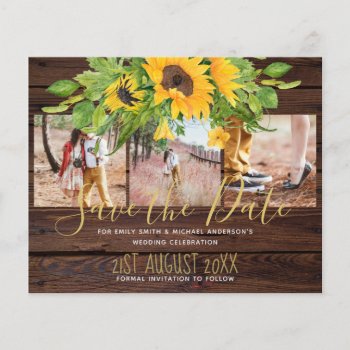 Rustic Engagement Photos Sunflowers Save the Date