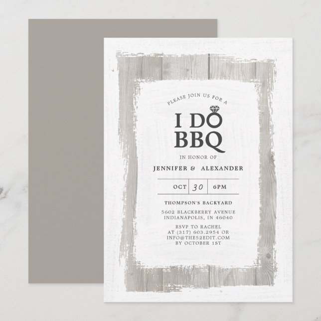 Rustic Engagement Ring I DO BBQ Engagement Party Invitation (Front/Back)