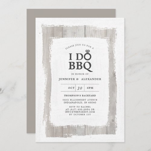 Rustic Engagement Ring I DO BBQ Engagement Party Invitation