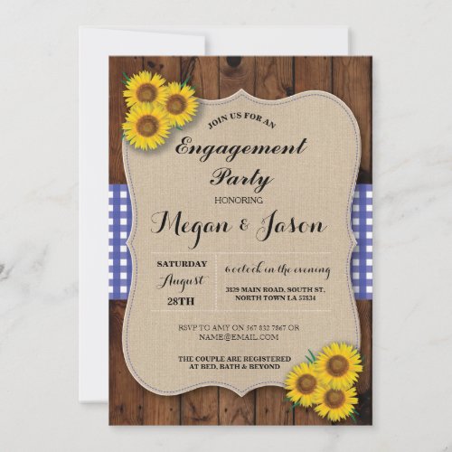 Rustic Engagement Shower Sunflower Wood Invite