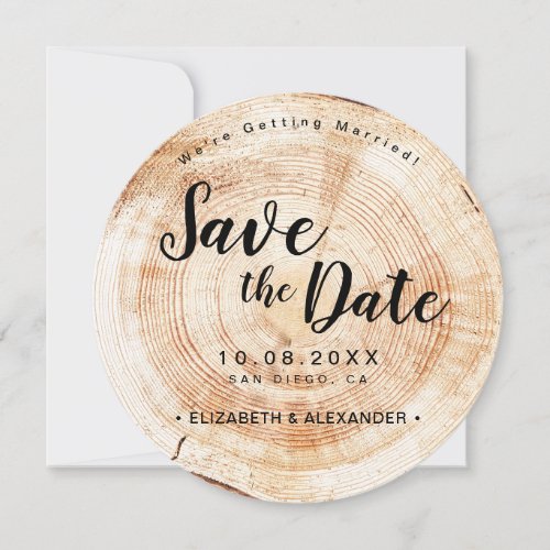 Rustic Engagement Wood Slice Wedding Unique Save The Date