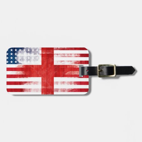 Rustic English American Flag Luggage Tag