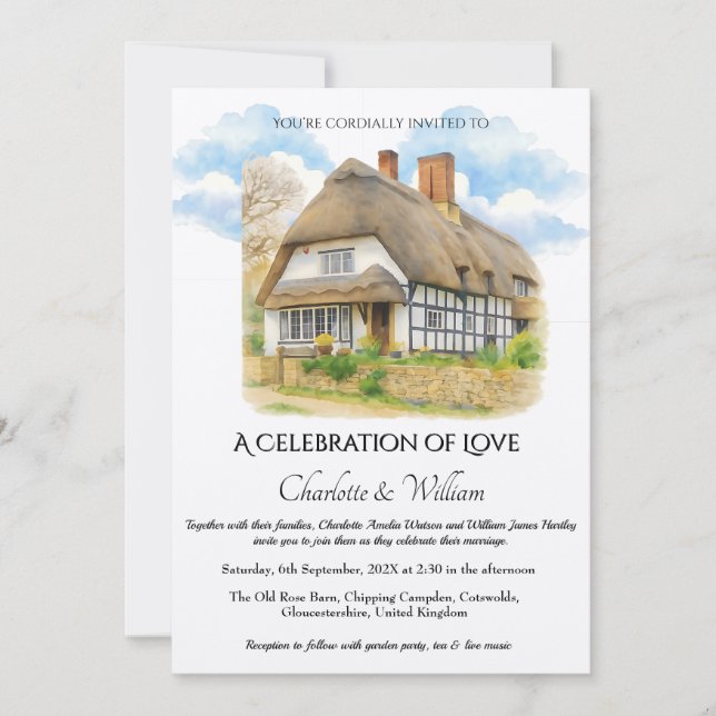 Rustic English Countryside  Cottagecore Wedding  Invitation (Front)