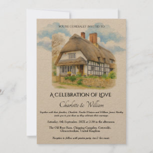 Rustic English Countryside Cottagecore Wedding Invitation