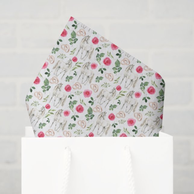 Rustic Equestrian Floral Pink Tissue Paper (Gift Bag)
