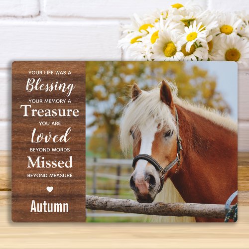 Rustic Equestrian Keepsake Horse Memorial Plaque