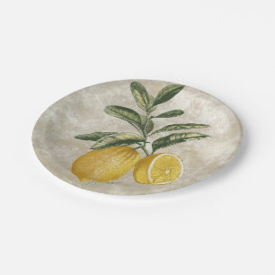 Rustic Etched Vintage Lemons Paper Plates
