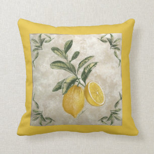 Rustic Etched Vintage Lemons Throw Pillow