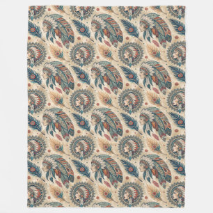 Rustic Ethnic Blanket Featuring Bold Tribal Motifs