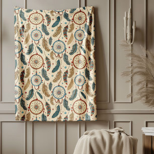 Rustic Ethnic Indigenous Artistry dreamcatcher Fleece Blanket