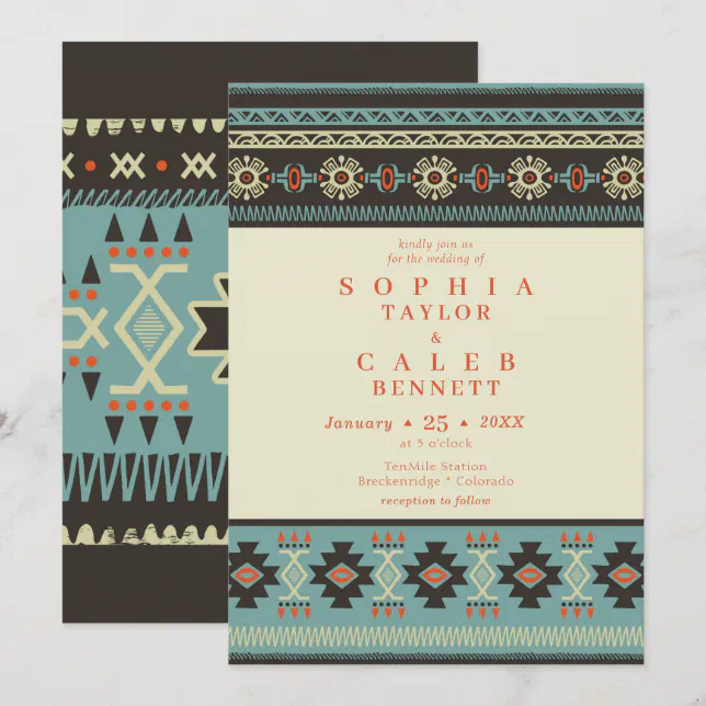 Rustic Ethnic Tribal Winter Wedding Invitation | Zazzle
