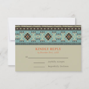 Rustic Ethnic Tribal Winter Wedding RSVP Card