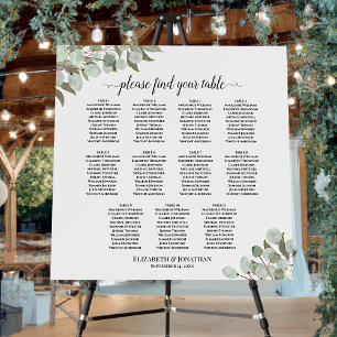 Rustic Eucalyptus 11 Table Wedding Seating Chart Foam Board