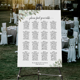 Rustic Eucalyptus 16 Table Wedding Seating Chart Foam Board