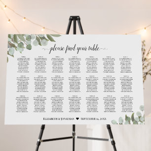 Rustic Eucalyptus 21 Table Wedding Seating Chart Foam Board