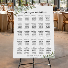 Rustic Eucalyptus 25 Table Wedding Seating Chart Foam Board