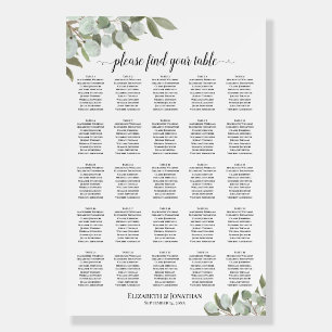 Rustic Eucalyptus 25 Table Wedding Seating Chart Foam Board
