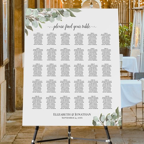 Rustic Eucalyptus 30 Table Wedding Seating Chart Foam Board