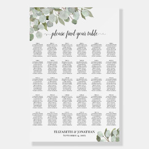 Rustic Eucalyptus 30 Table Wedding Seating Chart Foam Board