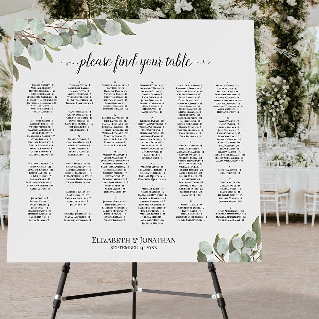 Rustic Eucalyptus Alphabetical Seating Chart  Foam Board (Creator Uploaded)