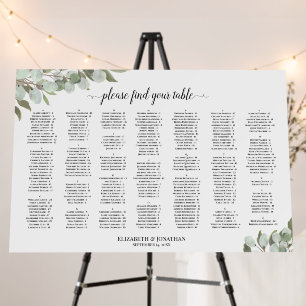 Rustic Eucalyptus Alphabetical Seating Chart Foam Board