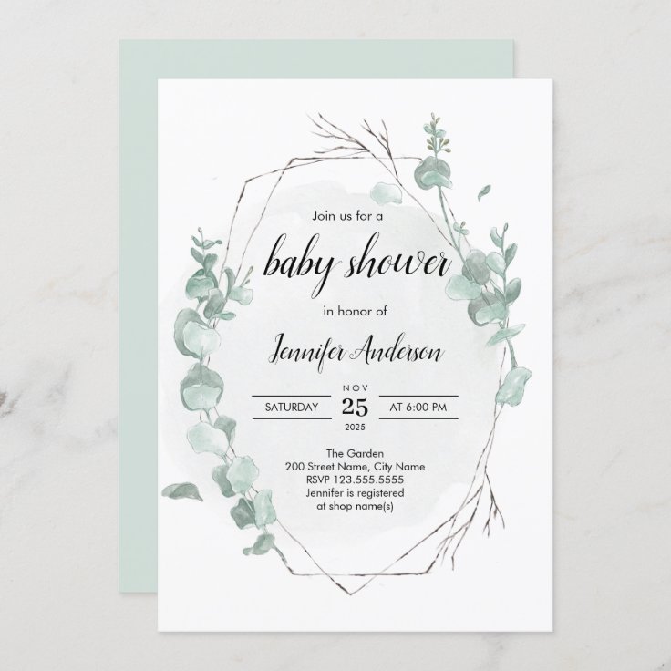 Rustic Eucalyptus Baby Shower Invitation | Zazzle