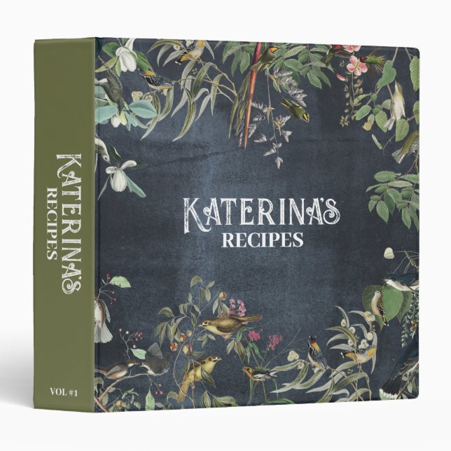 Rustic Eucalyptus Botanical Chalkboard Recipe 3 Ring Binder (Front/Spine)