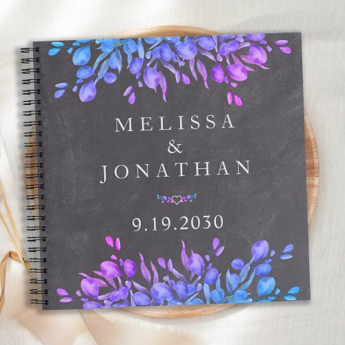 Rustic Eucalyptus Botanical Gray Wedding Guestbook Notebook