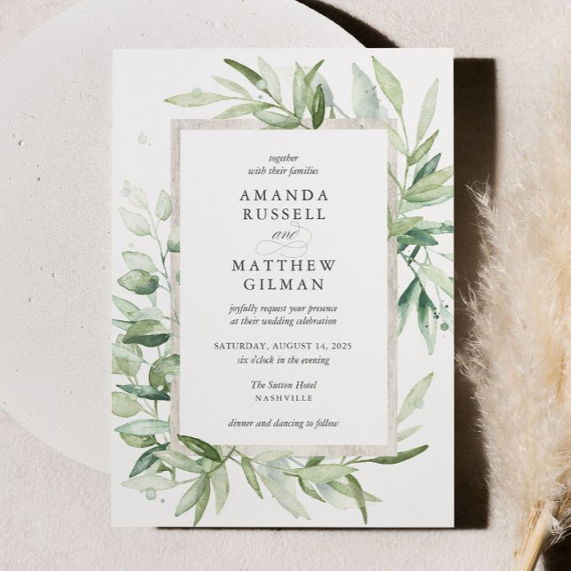Rustic Eucalyptus Botanical Greenery Wedding Invitation (Creator Uploaded)