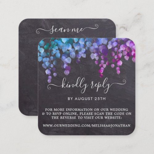 Rustic Eucalyptus Botanical Wedding RSVP QR Code  Enclosure Card