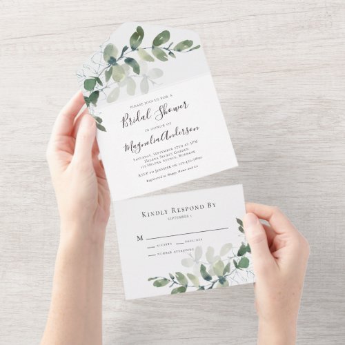 Rustic Eucalyptus Bridal Shower  All In One Invitation