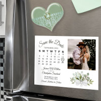 Rustic Eucalyptus Calendar & Photo Save the Date