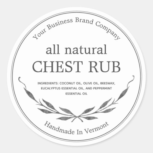 Rustic Eucalyptus Camphor Rub Balm Product Label