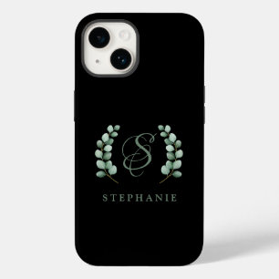 Rustic Eucalyptus Custom Monogram Name Case-Mate iPhone 14 Case