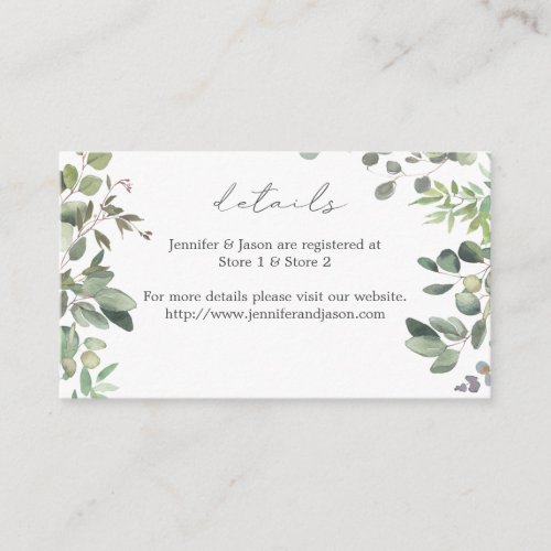 Rustic Eucalyptus Details SM Enclosure Card