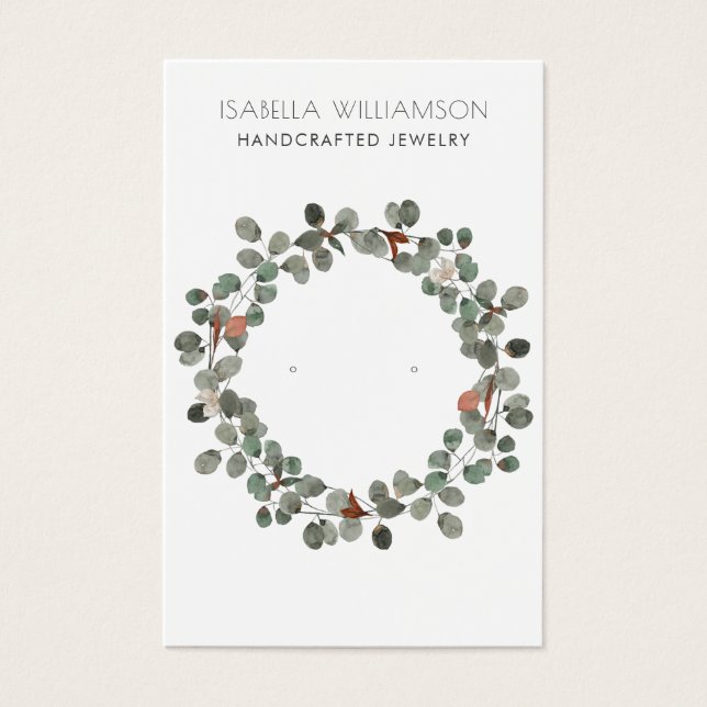 Rustic Eucalyptus Earring Jewelry Display Cards (Front)