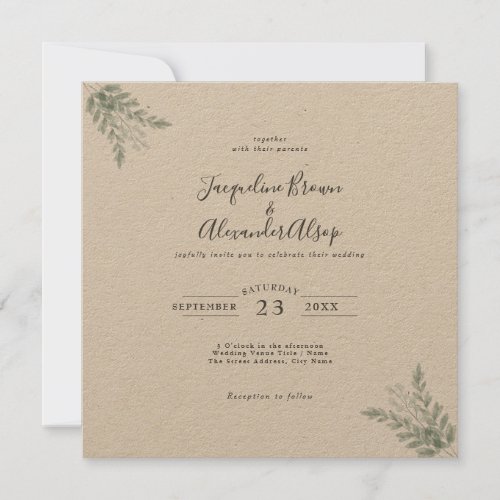 Rustic Eucalyptus Eco Friendly Kraft Paper Wedding