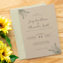 Rustic Eucalyptus Eco Friendly Kraft Paper Wedding Invitation