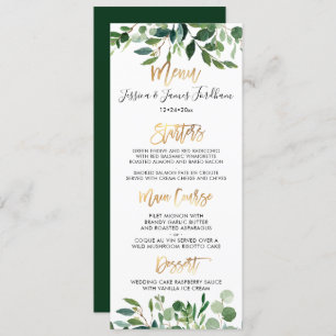 Rustic Eucalyptus Faux Gold Script Menu Invitation