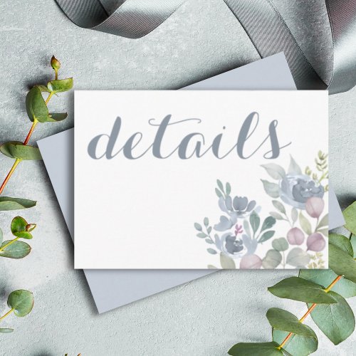 Rustic Eucalyptus Floral Dusty Blue Wedding  Enclosure Card