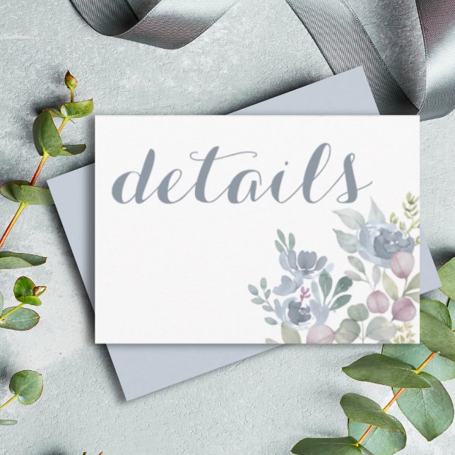 Rustic Eucalyptus Floral Dusty Blue Wedding  Enclosure Card (Creator Uploaded)