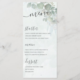 Rustic Eucalyptus Foliage Green Wedding Menu
