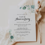 Rustic Eucalyptus Gold 50th Wedding Anniversary Invitation<br><div class="desc">This rustic eucalyptus gold 50th wedding anniversary invitation is perfect for a simple marriage anniversary celebration. This artistic design features hand-drawn gold floral and watercolor eucalyptus green foliage,  inspiring natural beauty.

Change the number to celebrate any anniversary milestone.</div>