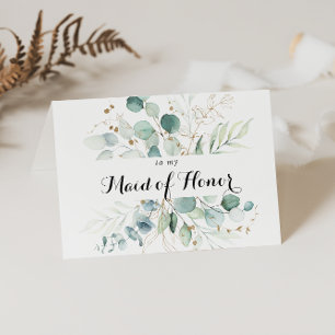 Rustic Eucalyptus Gold Bridal Party Thank You Card