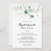 Rustic Eucalyptus Gold Bridesmaids Brunch Shower Invitation (Front)